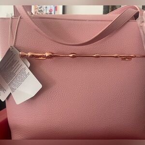 Women's Pink Tote Bag with Rose Gold Accent